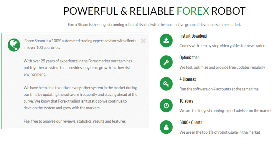 Forex Steam Features