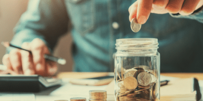 Saving coins with jar