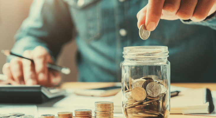 Saving coins with jar