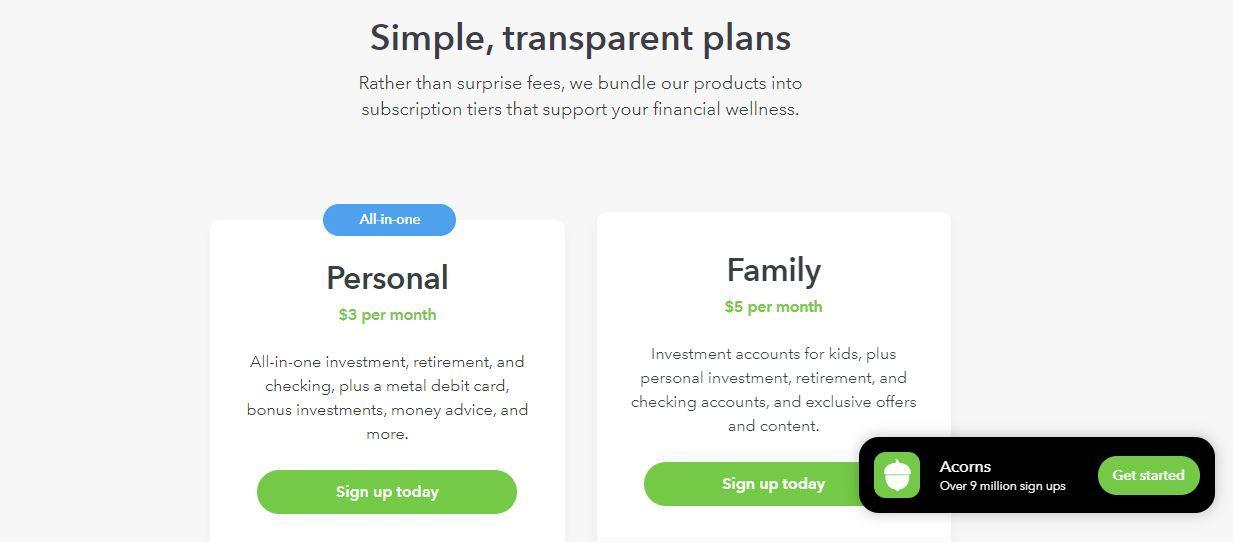 subscription plans: personal, family