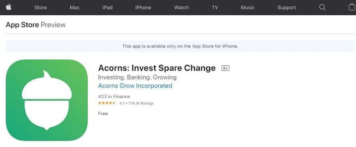 Acorns, App Store Preview