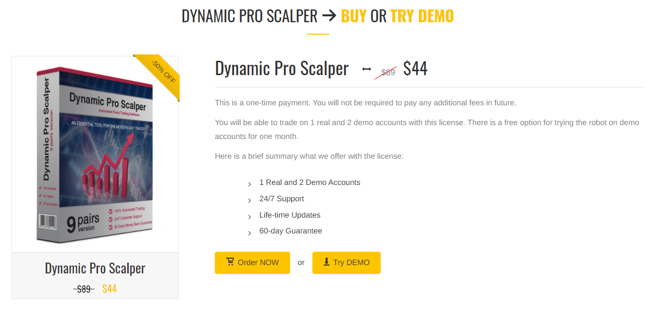Dynamic Pro Scalper pricing details
