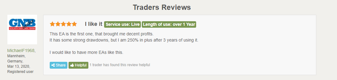User review for Forex Cyborg on Forexpeacearmy