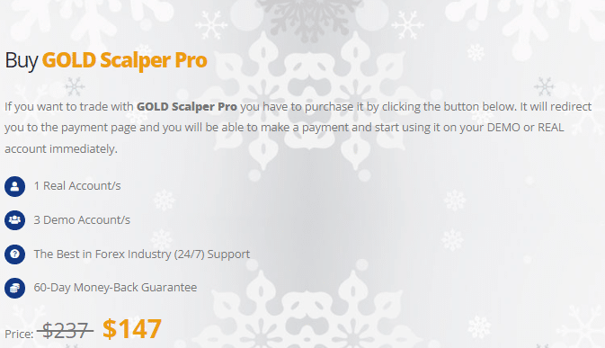 Pricing package of Gold Scalper Pro