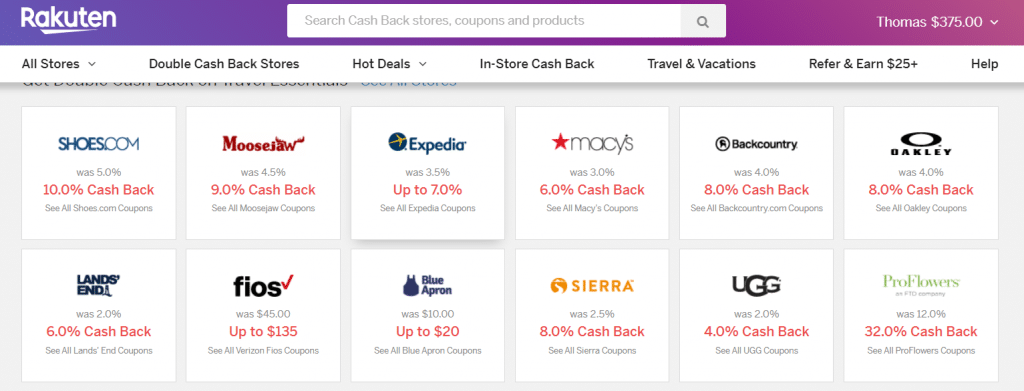 Rakuten app offers more than 400 shopping stores