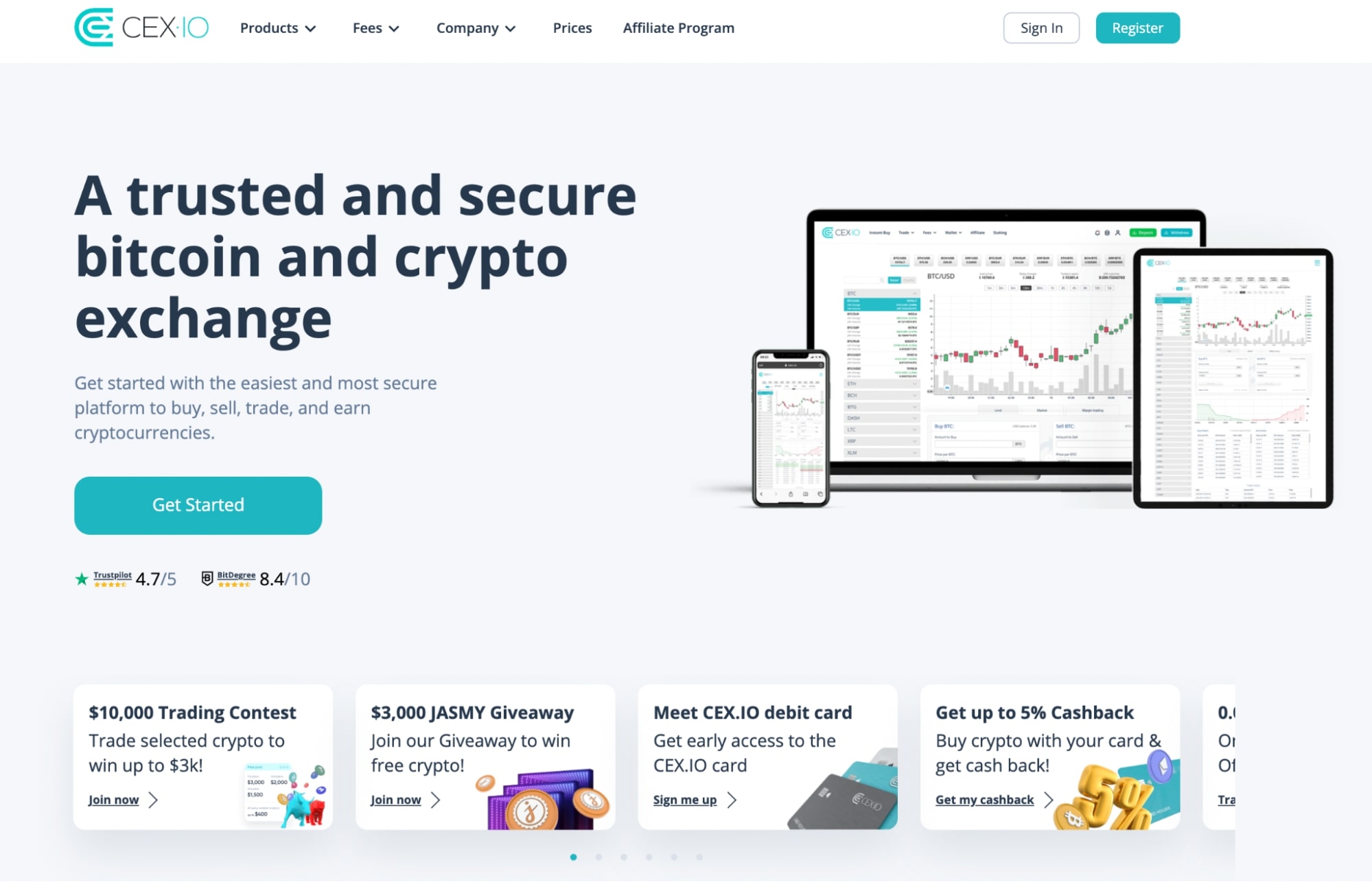 CEX.io homepage