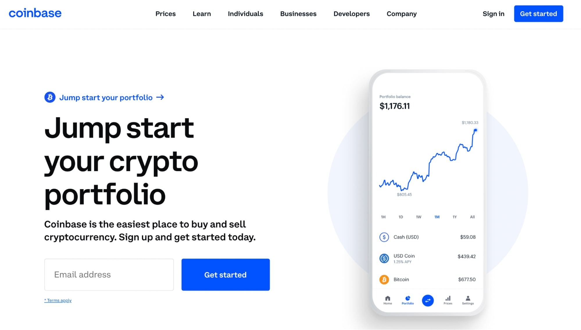 Coinbase homepage