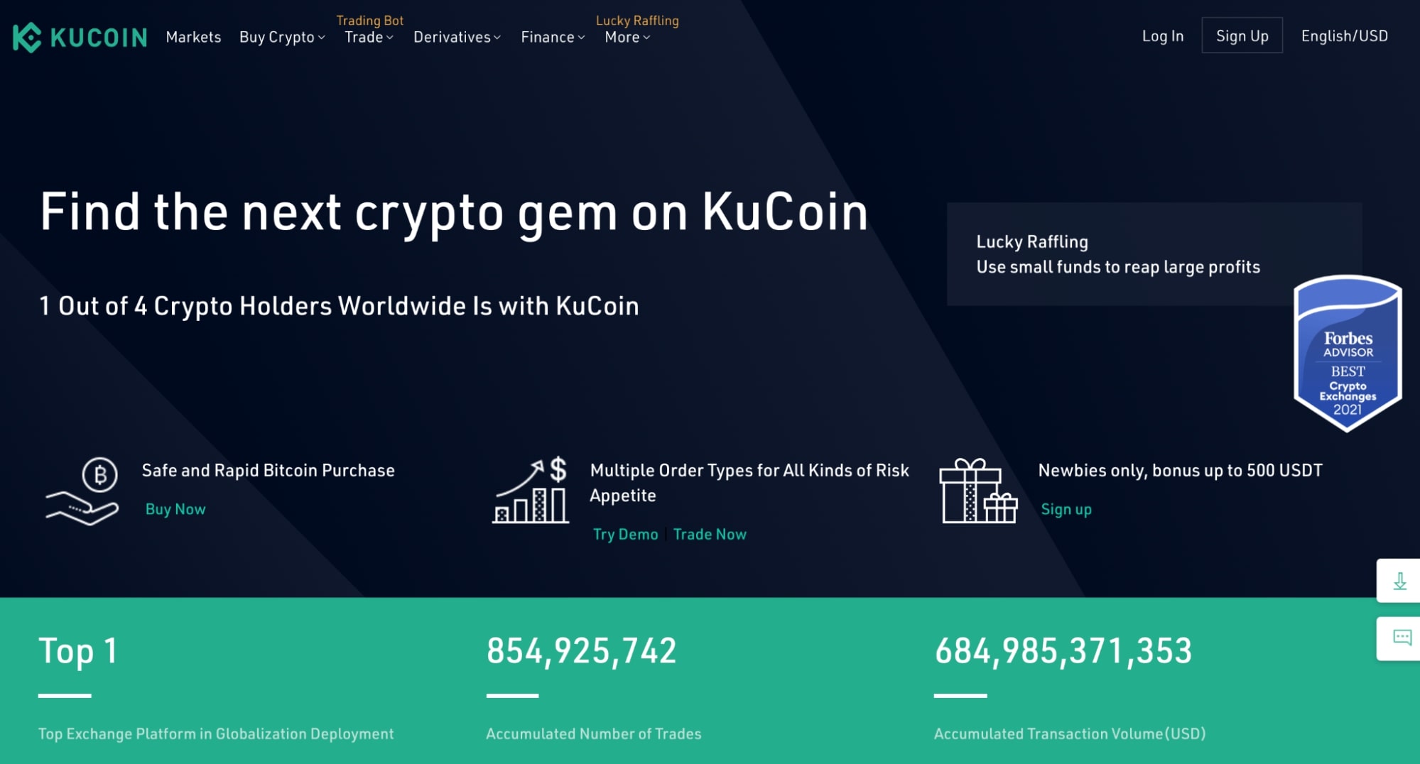 KuCoin homepage