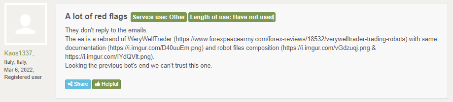 Customer review on Forex Peace Army