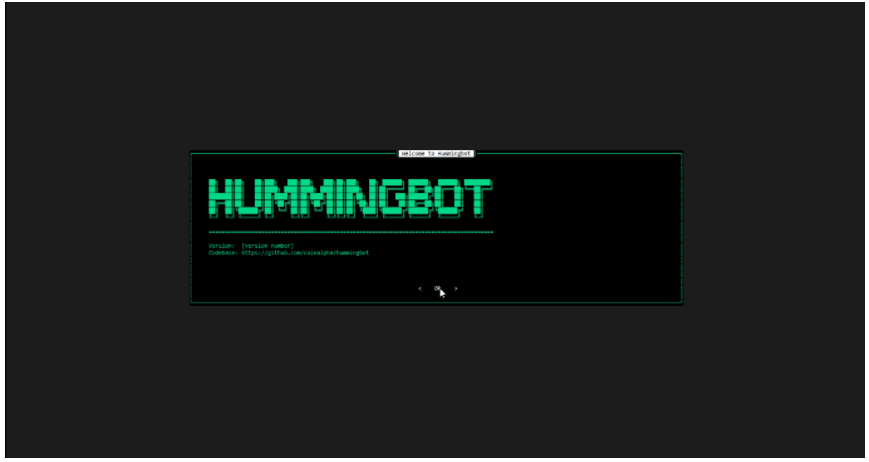 User interface screen after successful installation of Hummingbot