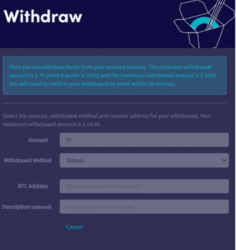 Withdrawing funds on Cryptohopper